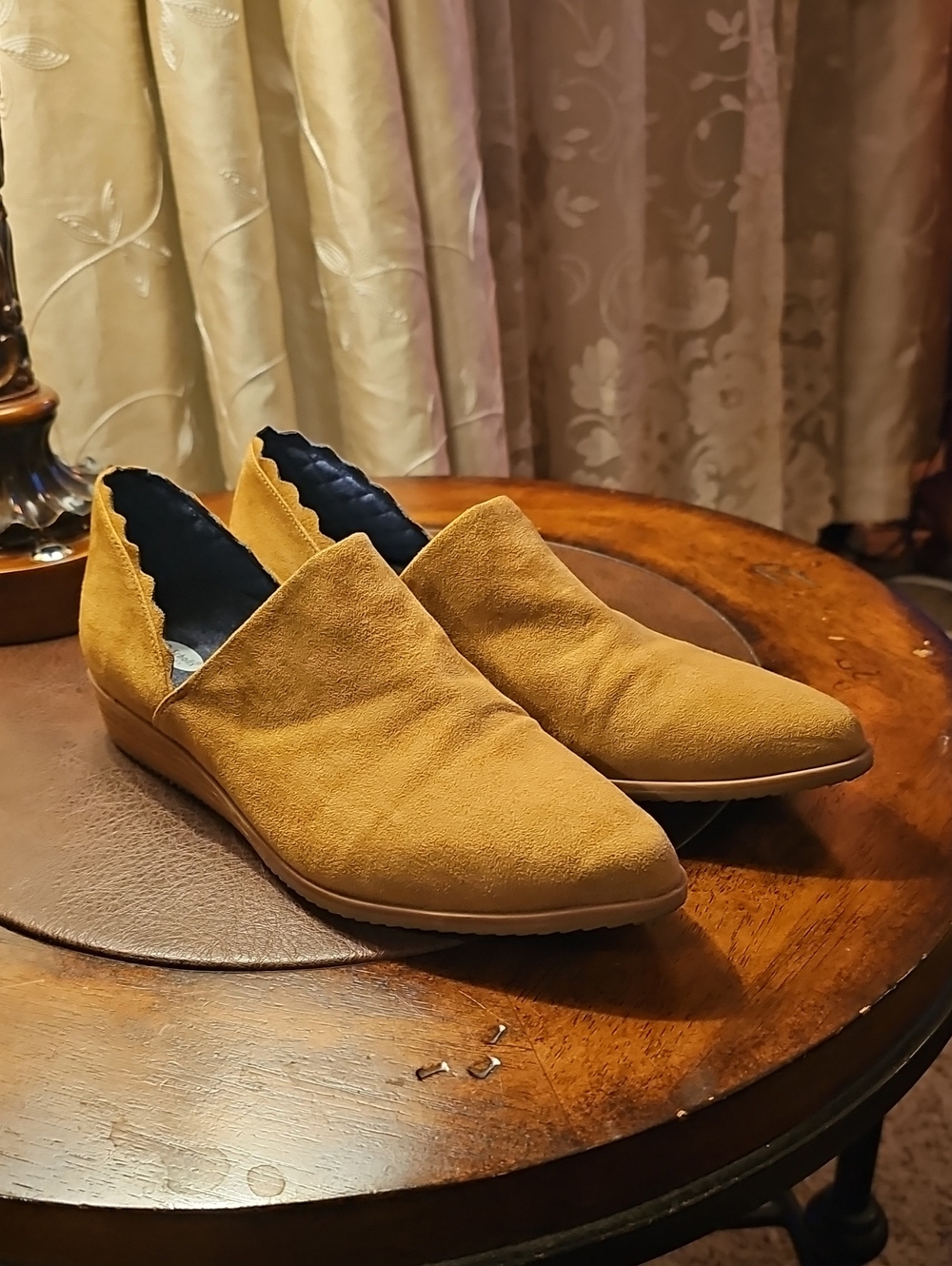 Dr. Scholl's Mustard Yellow Suede Wedge Loafers